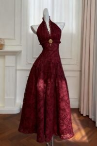 Red long dress for women